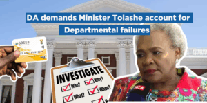 DA demands Minister Tolashe account for Departmental failures