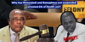 Why has Motsoaledi not suspended his arrested DG yet?