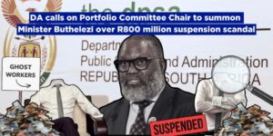 DA calls on Portfolio Committee Chair to summon Minister Buthelezi over R800 million suspension scandal