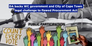 DA backs WC government and City of Cape Town legal challenge to flawed Procurement Act