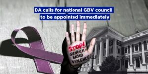 DA calls for national GBV council to be appointed immediately