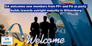 DA welcomes new members from FF+ and PA as party builds towards outright majority in Witzenberg