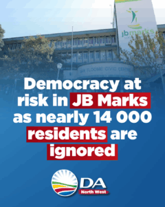 Democracy at risk in JB Marks as nearly 14 000 residents are ignored