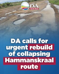 DA calls for urgent rebuild of collapsing Hammanskraal route