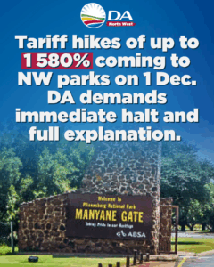 DA condemns tariff hikes at North West Nature Reserves