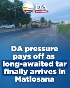 DA pressure pays off as long-awaited tar finally arrives in Matlosana