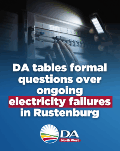 DA tables formal questions over ongoing electricity failures in Rustenburg