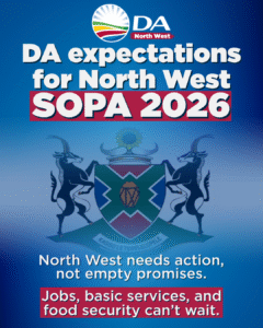 DA expectations for the North West State of the Province Address
