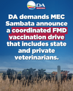 DA demands answers on veterinary capacity in North West amid FMD outbreak