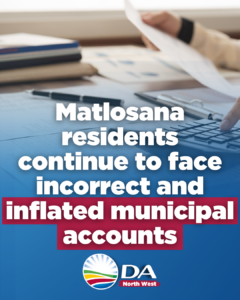 Matlosana residents continue to face incorrect and inflated municipal accounts