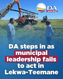 DA steps in as municipal leadership fails to act in Lekwa-Teemane