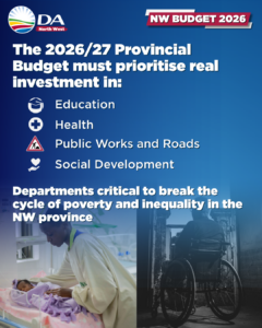 DA calls for budget that invests in opportunity, not ANC patronage