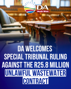 DA welcomes Special Tribunal ruling against the R25.8 million unlawful wastewater contract