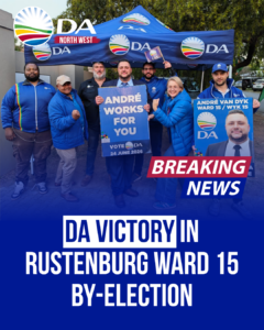 DA victory in Rustenburg Ward 15 By-Election