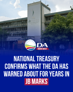 National Treasury confirms what the DA has warned about for years in JB Marks