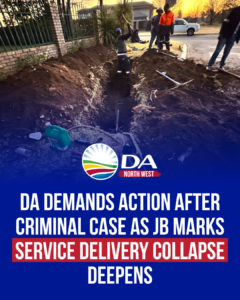DA demands action after criminal case as JB Marks service delivery collapse deepens