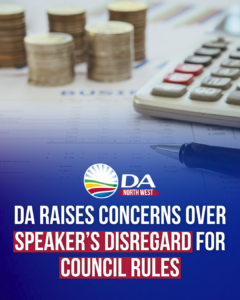DA raises concerns over Speaker’s disregard for Council rules