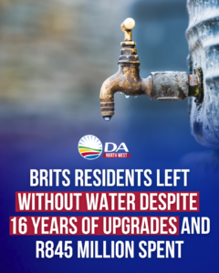 Brits residents left without water despite 16 years of upgrades and R845 million spent