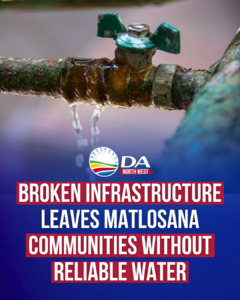 Broken infrastructure leaves Matlosana communities without reliable water