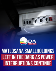 Matlosana smallholdings left in the dark as power interruptions continue