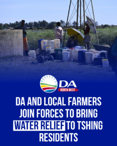 DA and local farmers join forces to bring water relief to Tshing residents