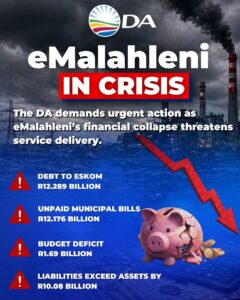 DA calls for a stronger stance on the worsening financial crisis in eMalahleni