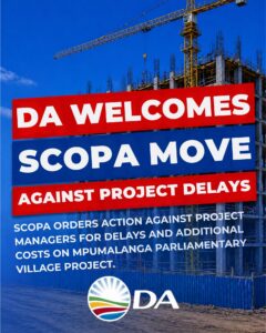 DA welcomes SCOPA move against project delays