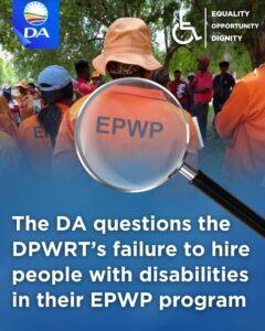 DA questions disability hiring failures in Mpumalanga EPWP Program