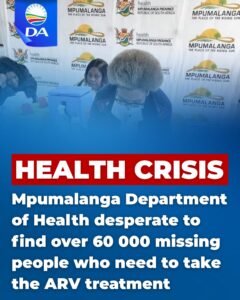 Mpumalanga Department of Health desperate to find the over 60 000 missing people who need ARV treatment