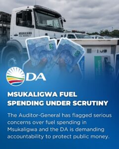 DA in Msukaligwa demands improved system with the municipality’s fuel expenditure