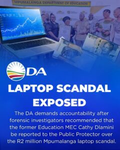 Forensic Investigators want former Mpumalanga Education MEC to answer to the Public Protector for laptop scandal