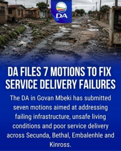 DA in Govan Mbeki files multiple motions aimed addressing service delivery concerns