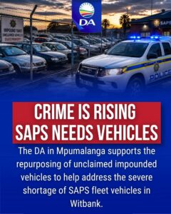 DA supports call for impounded vehicles to strengthen SAPS fleet