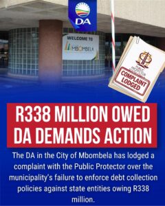 DA takes City of Mbombela to Public Protector over R338 million state debt