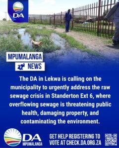 DA in Lekwa urges management to act against raw sewage crisis
