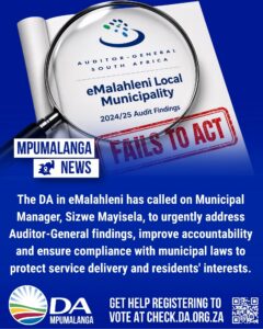 DA in eMalahleni demands action on AG findings