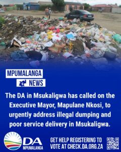DA in Msukaligwa takes up illegal dumping crisis with Executive Mayor