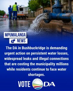 DA in Bushbuckridge demands action on persistent water losses