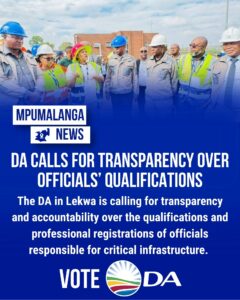 DA in Lekwa questions qualifications of officials overseeing critical infrastructure