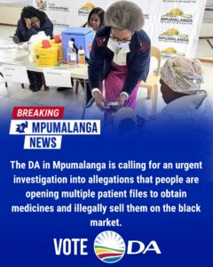 DA demands probe into alleged abuse of Mpumalanga health patient records