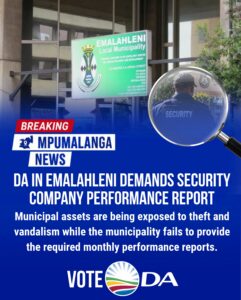 DA in eMalahleni demands security company performance report