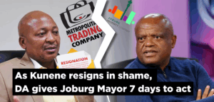 As Kunene resigns in shame, DA gives Joburg Mayor 7 days to act