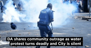 DA shares community outrage as water protest turns deadly and City is silent