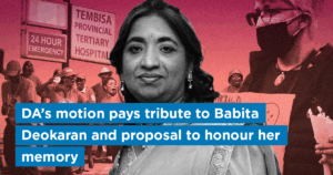 DA’s motion pays tribute to Babita Deokaran and proposal to honour her memory