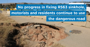 No progress in fixing R563 sinkhole, motorists and residents continue to use the dangerous road