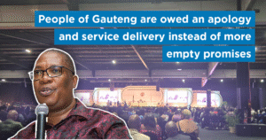 People of Gauteng are owed an apology and service delivery instead of more empty promises