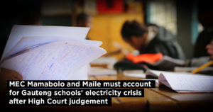 MEC Mamabolo and Maile must account for Gauteng schools’ electricity crisis after High Court judgement