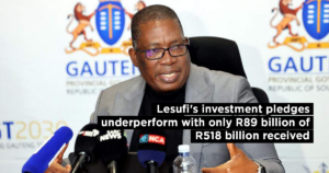 Lesufi’s investment pledges underperform with only R89 billion of R518 billion received
