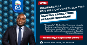 DA to reveal action taken against GPL Speaker over R5,9m Venezuela trip