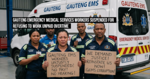 Gauteng Emergency Medical Services workers suspended for refusing to work unpaid overtime